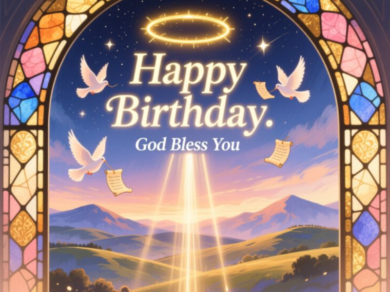 Happy birthday wishes with God blessings Images
