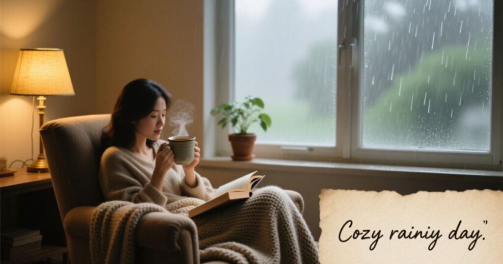Cozy rainy day captions