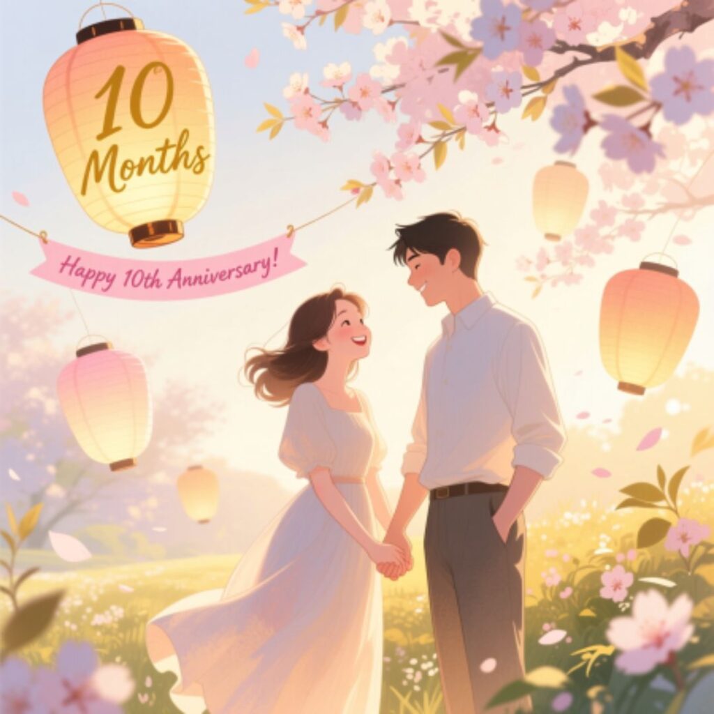 Cute Happy Ten Month Anniversary Wishes for Wife
