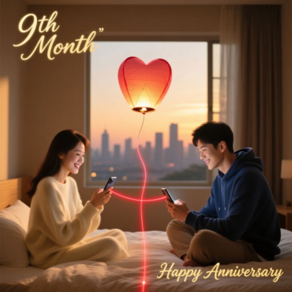 Happy Ninth Month Anniversary Wishes for Long-Distance Partners
