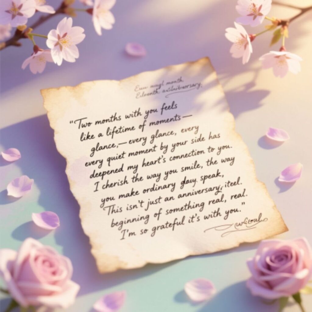 Heartfelt Two Months Anniversary Paragraphs for Her