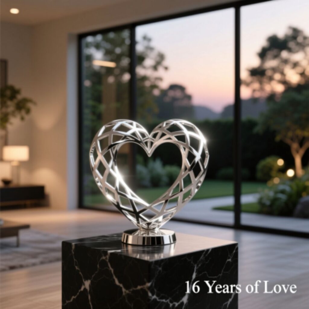 Modern Happy 16th Anniversary Gift: Silver Holloware
