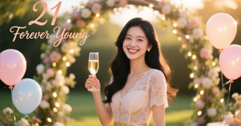 Short 21st birthday captions for girl