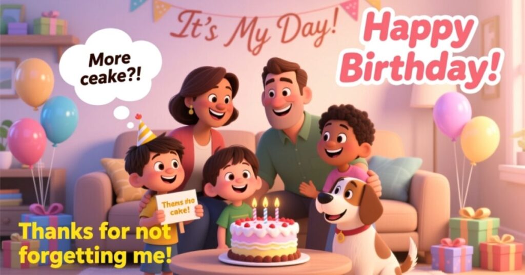 Short funny thank you birthday message to family and friends on