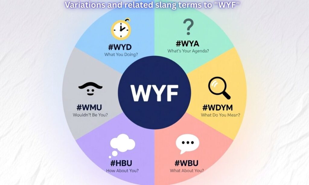 Variations and related slang terms to WYF